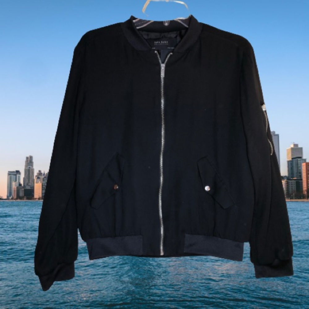 Zara Basic Collection Zip Up Black Jacket - image 3